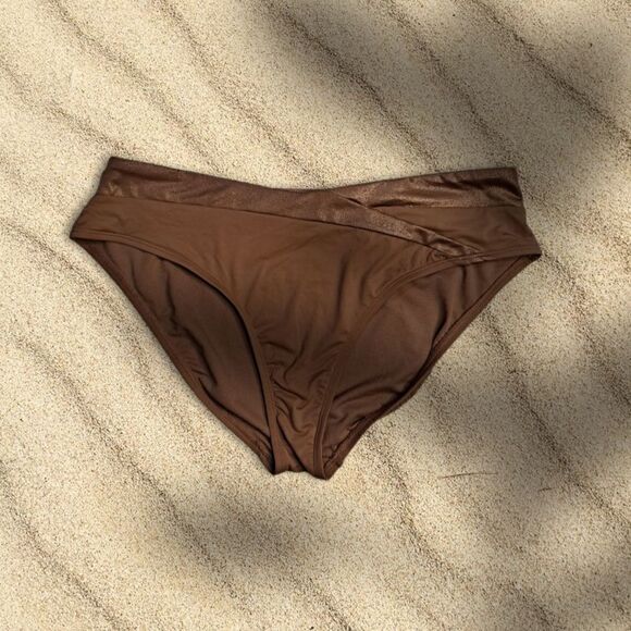 mynah My Time To Shine Mid Rise Bikini Bottom Gold Large - Picture 1 of 6